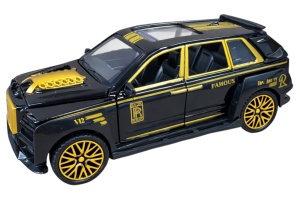 Mașină metalică die-cast, scară 1:28, cu pull-back, uși deschise, lumini și sunete, 17.5x8x9 cm