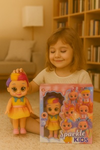 Papusa Sparkle Kids cu ochi mari SD-Eyes si functie muzicala, model colorat, 3+ ani - Img 2
