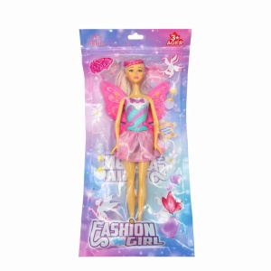 Papusa zana jucarie 30 cm cu aripi si rochie roz, Fashion Girl - Img 2