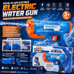 Pistol cu Apă Electric Albastru cu Jet Continuu, Baterie Reîncărcabilă și Rezervor Mare - Img 2