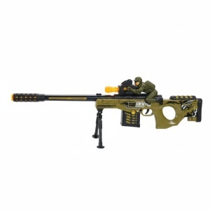 Pusca jucarie electrica sniper 63.5 cm cu lumini, sunete, vibratii si bipod cu soldat - Img 2