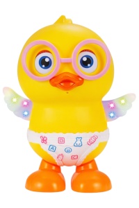 Rață interactivă dansatoare cu muzică și lumini, din plastic, 21 cm