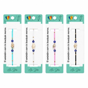 Set 12 Brățări Reglabile cu Pandantiv Scoică și Ochi Protector, Multicolore