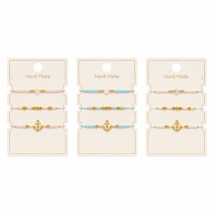 Set 12 Brățări Trio Handmade cu Ancora – 16 cm, Reglabile, Culori Diferite