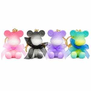 Set 12 Brelocuri Ursuleț cu Fundita 5,5 cm – Mix culori, Accesorii Colorate pentru Chei și Ghiozdane