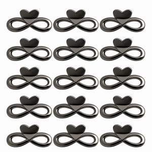 Set 12 clame par 13CM model inima infinity, prindere puternica, culoare negru lucios