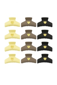 Set 12 Cleme Par 11cm Matte cu Inima Aurie , Accesorii Elegante Rezistente