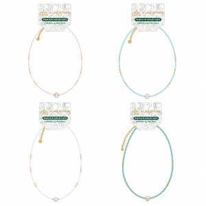 Set 12 Coliere Roxe, 40cm, Reglabile cu Margele Colorate si Perluta Eleganta