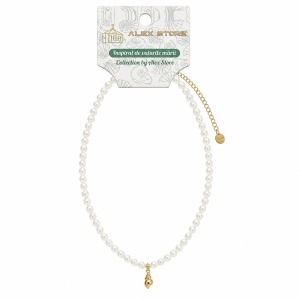 Set 12 Coliere Roxe, 40cm, Reglabile cu Margele Tip Perle si Pandantiv Melcisor