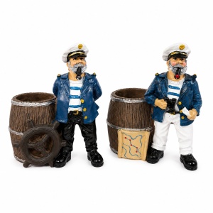 Set 2 Figurine Căpitani Marini cu Suport Decorativ – Suvenir Nautic pentru Casă și Birou