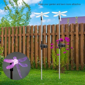 Set 2 Lampi Solare Gradina Libelula LED Multicolor, Iluminare Automata, Decor Exterior - Img 2