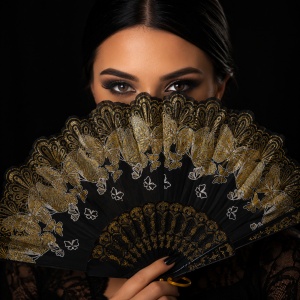 Set 24 Evantaie Decorative Pliabile cu Fluturi si Model Floral, 24 cm, Diverse Culori Elegante - Img 4