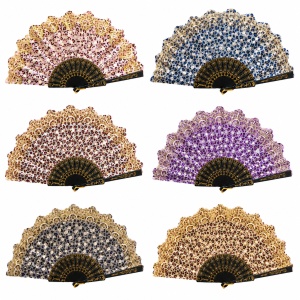 Set 24 Evantaie Pliabile Leopard cu Detalii Aurii, 24 cm, Diverse Culori Elegante - Img 2