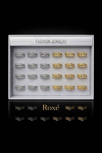 Set 24 Inele Reglabile Model Frunze ROXE, Inoxidabil, Auriu si Argintiu - Img 2