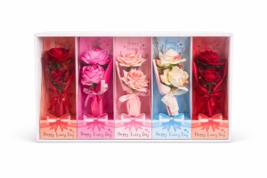 Set 5 flori artificiale cu ambalaj cadou, bucata, Happy Every Day, 24.5 x 9.5 cm - Img 2