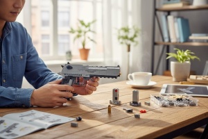 Set Constructie Pistol Panlos Model Blocks, Cu Mecanism Functional, 360 piese, 32x21cm - Img 4