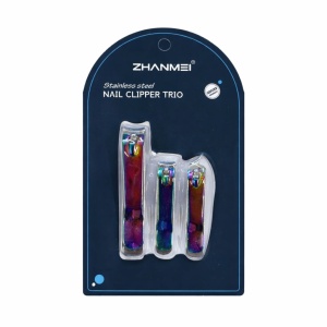 Set cu 3 Unghiere Profesionale ZHANMEI Nail Clipper Trio, Efect Rainbow, Otel Inoxidabil