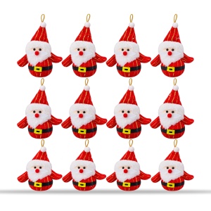 Set de 12 Ornamente de brad cu Moș Crăciun, din material textil, plastic și PVC , 22 × 15 cm - Img 2