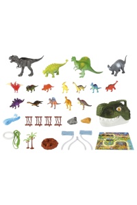 Set multifunctional de joacă cu Rucsac Dinozaur, accesorii incluse, 32 piese, Verde