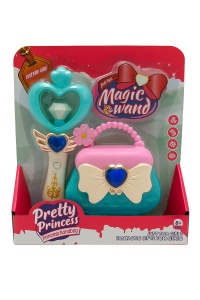 Set Pretty Princess cu bagheta magica inima si gentuta turcoaz-roz, jucarie pentru fetite 3+ ani, 25x21.5cm