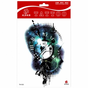 Tatuaj Temporar Semipermanent Ceas Cosmic Galaxy – 20 cm, Rezistent la Apă, Stil Acuarelă
