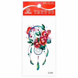 Tatuaj Temporar Semipermanent Dreamcatcher cu Flori Colorate, 10 cm