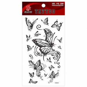 Tatuaj Temporar Semipermanent Fluturi Eleganți Alb-Negru – 18 cm, Rezistent la Apă
