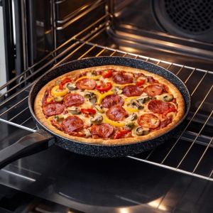 Tavă de pizza antiaderentă Zhenan, 28cm, albastru - Img 3
