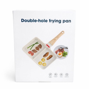 Tigaie non-stick cu două compartimente și mâner din lemn - Img 2