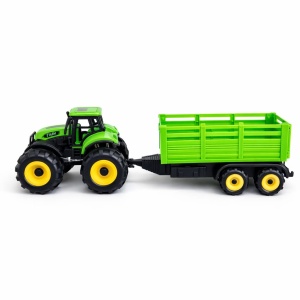 Tractor cu remorca agricola, jucarie copii, verde, remorca detasabila, Farm Car
