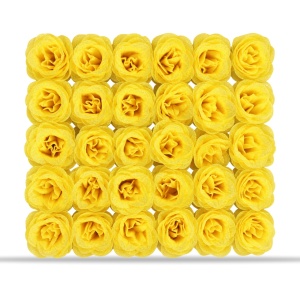 Trandafiri artificiali cu sclipici, set 30 de bucati, galben, plastic, 8cm - Img 2