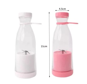 Blender portabil USB pentru smoothie si sucuri, mini mixer reincarcabil 420 ml roz - Img 4
