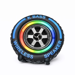 Boxă portabilă Bluetooth IX-BASS în formă de roată, TF, USB, FM, TWS, Albastru