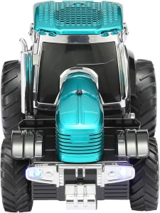 Boxa portabila Bluetooth tractor vintage, radio FM, USB, TF, AUX, lumini LED, TWS, verde smarald - Img 6