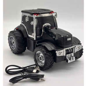 Boxa portabila Bluetooth tractor vintage, radio FM, USB, TF, AUX, TWS, lumini LED, negru intens - Img 6