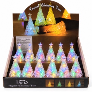 Brăduț decorativ de Crăciun cu LED multicolor, set 12 bucăți, baterii, 8,5x4,5 cm - Img 5