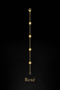 Brățară aurie Roxé cu cuburi minimaliste, lanț fin reglabil 16.5+4.5 cm - Img 2
