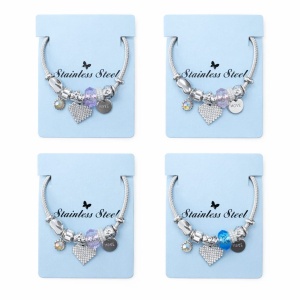 Bratara ROXE argintie cu inima si piatra accent charmuri elegante dama