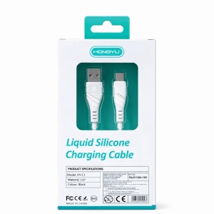Cablu de încărcare rapidă și date USB Type-C Hongyu HY-SJX37, silicon lichid, 66W, 1m, alb - Img 2