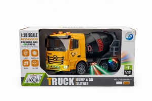 Camion betoniera jucarie cu lumini si sunete, bump & go, 22x12 cm, galben - Img 2