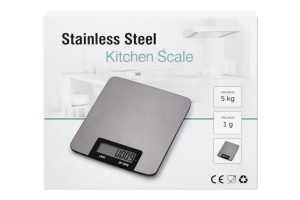 Cantar de bucatarie digital din otel inoxidabil, capacitate 5 kg, gri, afisaj temperatura si timer - Img 2