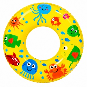 Colac Gonflabil Galben cu Peștișori și Animăluțe Marine, 50 cm – pentru Piscină și Plajă - Img 2