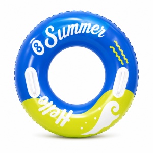 Colac Gonflabil Hello Summer Albastru 90 cm – Colac de Înot Colorat pentru Piscină și Plajă