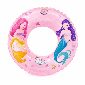 Colac Gonflabil pentru Copii Roz cu Sirene,60 cm, PVC Premium, pentru Piscina si Mare