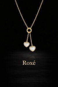 Colier Roxé auriu cu pandantive inimioare, material inoxidabil , 40 cm, reglabil - Img 2