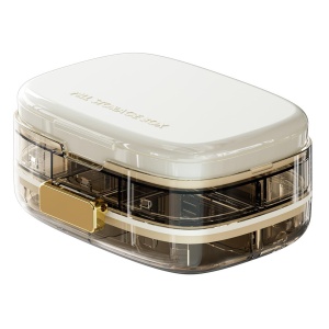 Cutie organizator medicamente cu 8 compartimente si inchidere etansa, crem