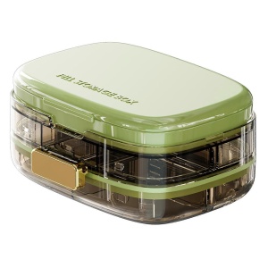 Cutie organizator medicamente cu 8 compartimente si inchidere etansa, verde