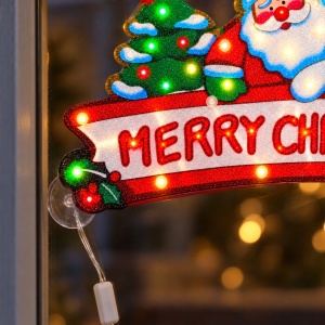 Decorațiune luminoasă de Crăciun pentru geam, Merry Christmas, 20 LED-uri, 58x35 cm - Img 4