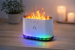 Difuzor aromaterapie cu efect flacara LED RGB umidificator aer ultrasonic - Img 3