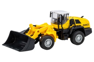 Excavator din metal, model die-cast, culoare portocaliu-negru, 21x8,5x6 cm